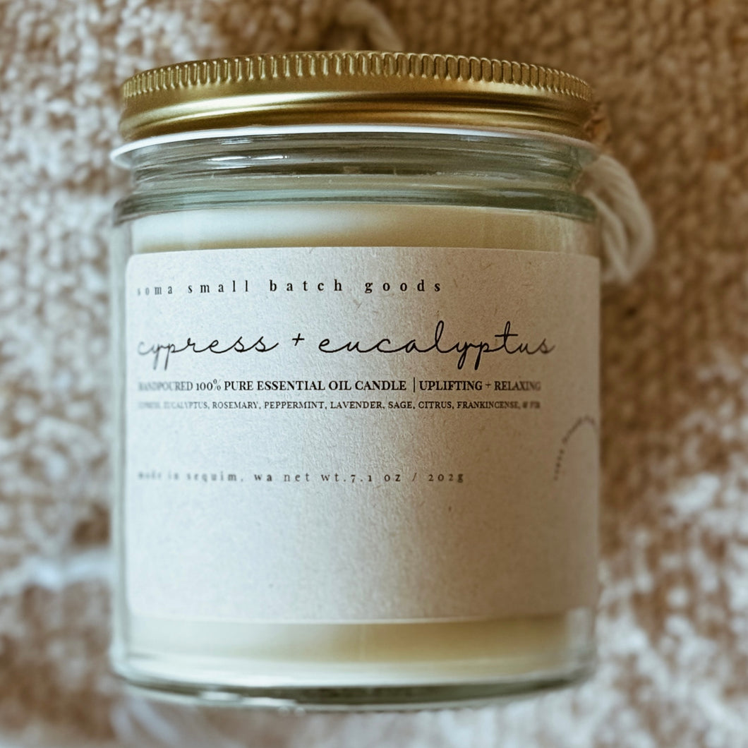 Cypress + Eucalyptus Pure Essential Oil Candle