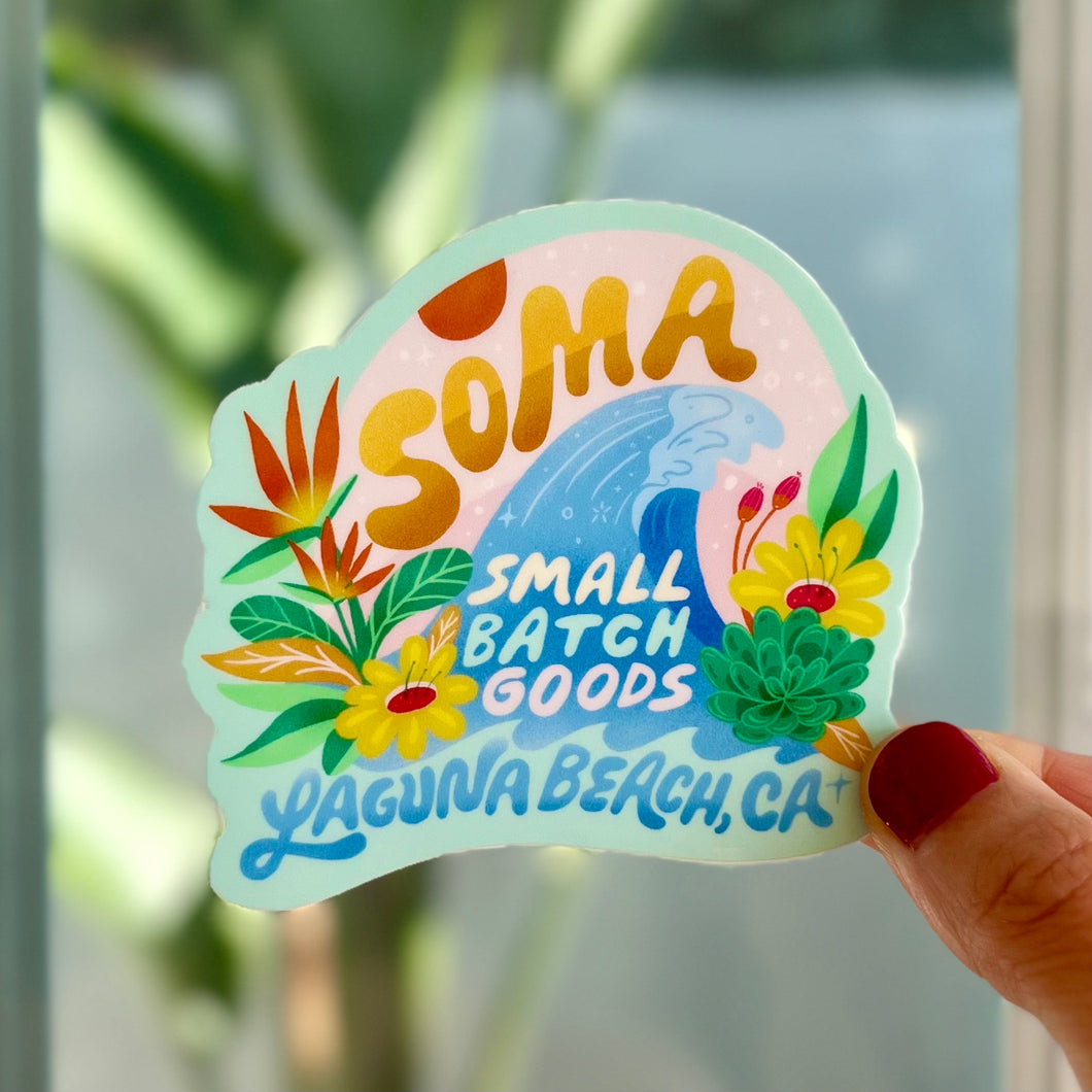 Laguna Beach Sticker ✨ Surf Wave + Succulents